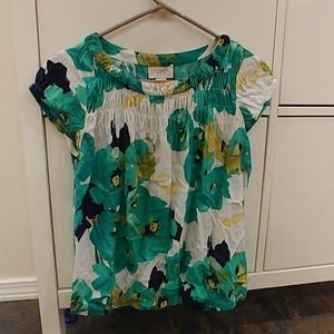 Loft teal/yellow floral top